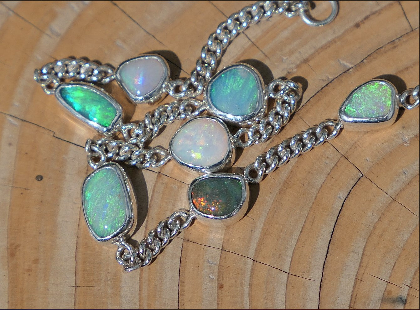 Silver opal bracelet