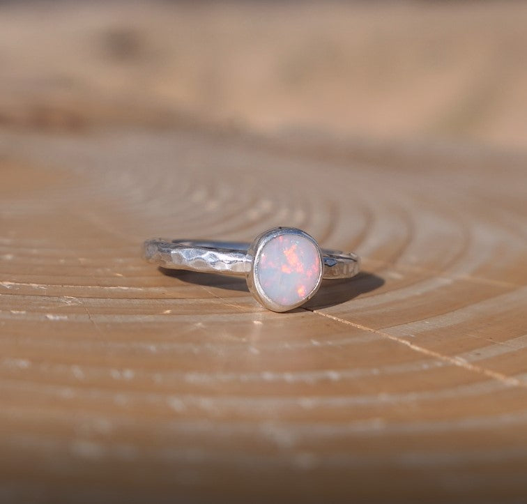 Silver opal ring, size N/6.75