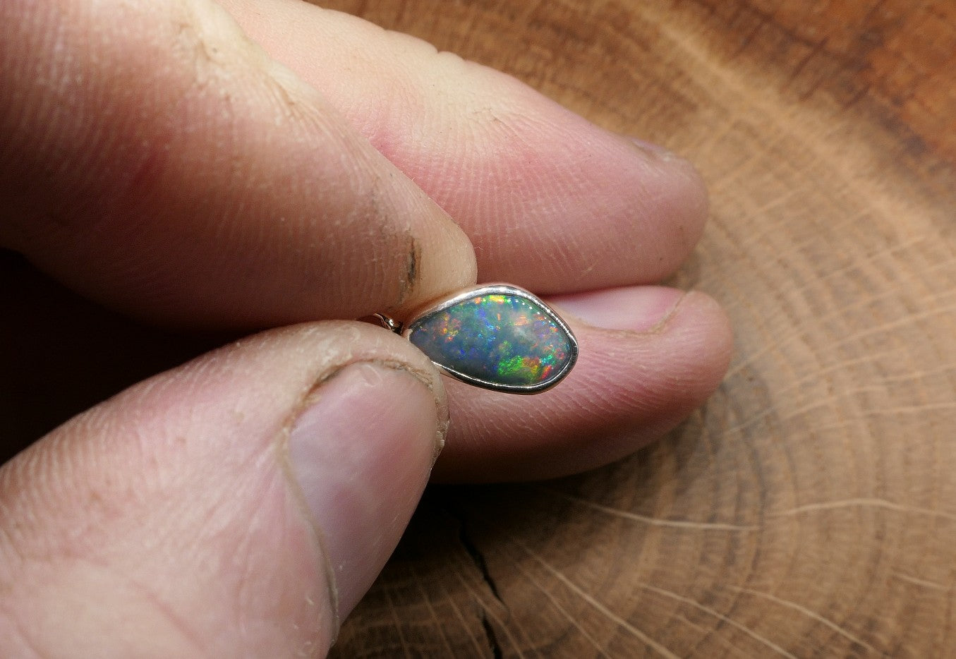 Opalised shell pendant
