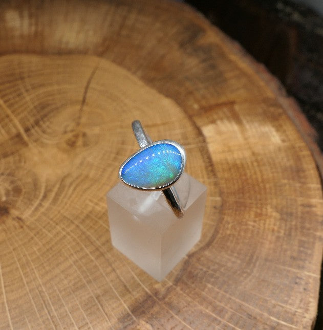 Silver Opal ring size R - 8.75US