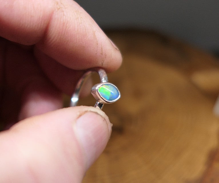 Silver Opal ring size L - 5.75US