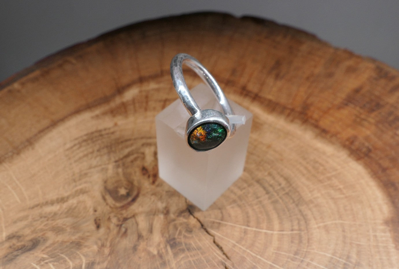 Silver Opal ring size N-1/2 - 7US