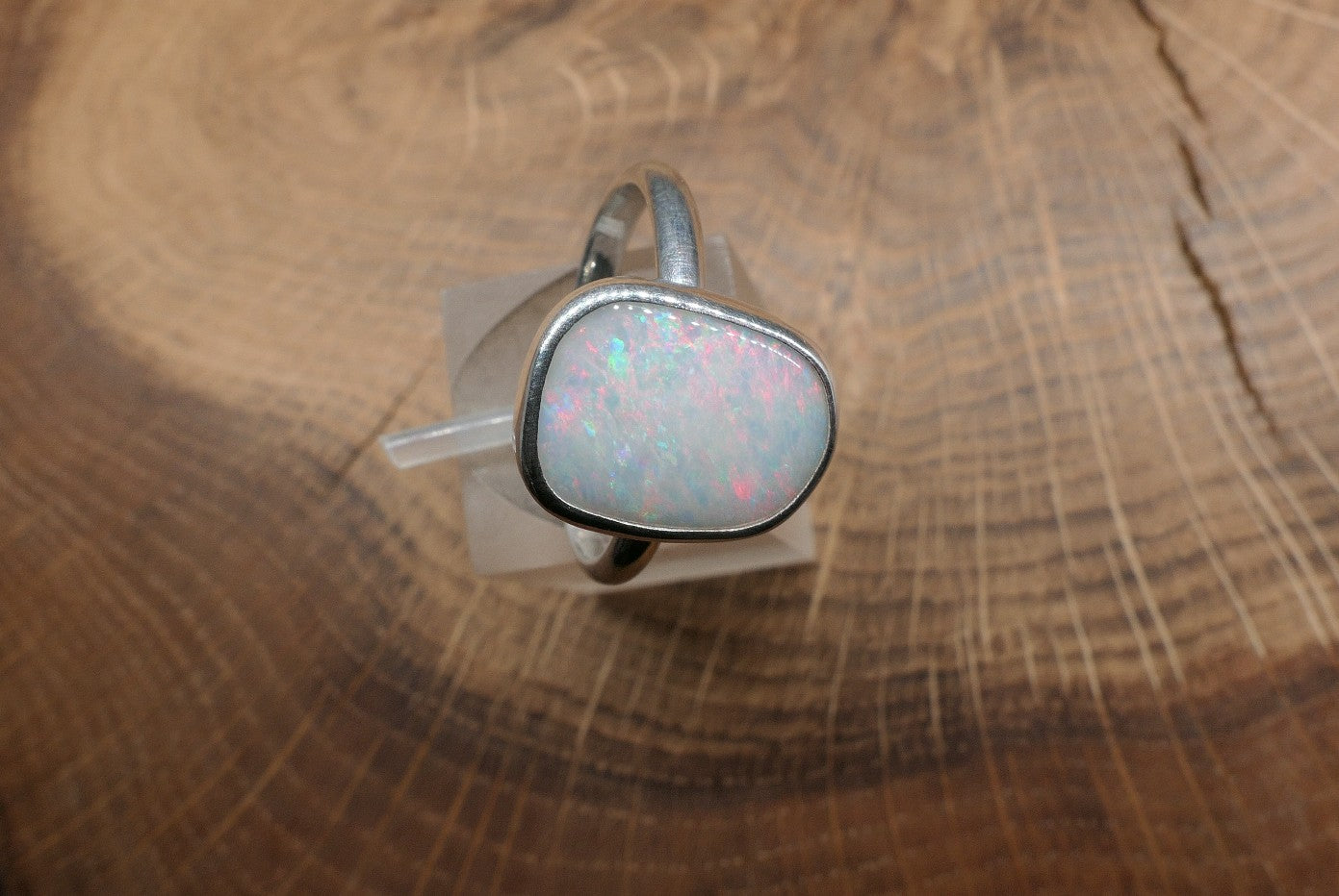 Silver Opal ring size P-1/2 - 8US