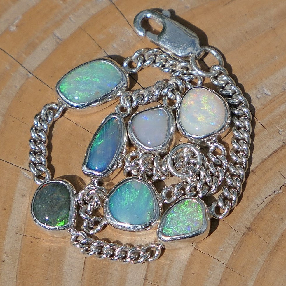 Silver opal bracelet