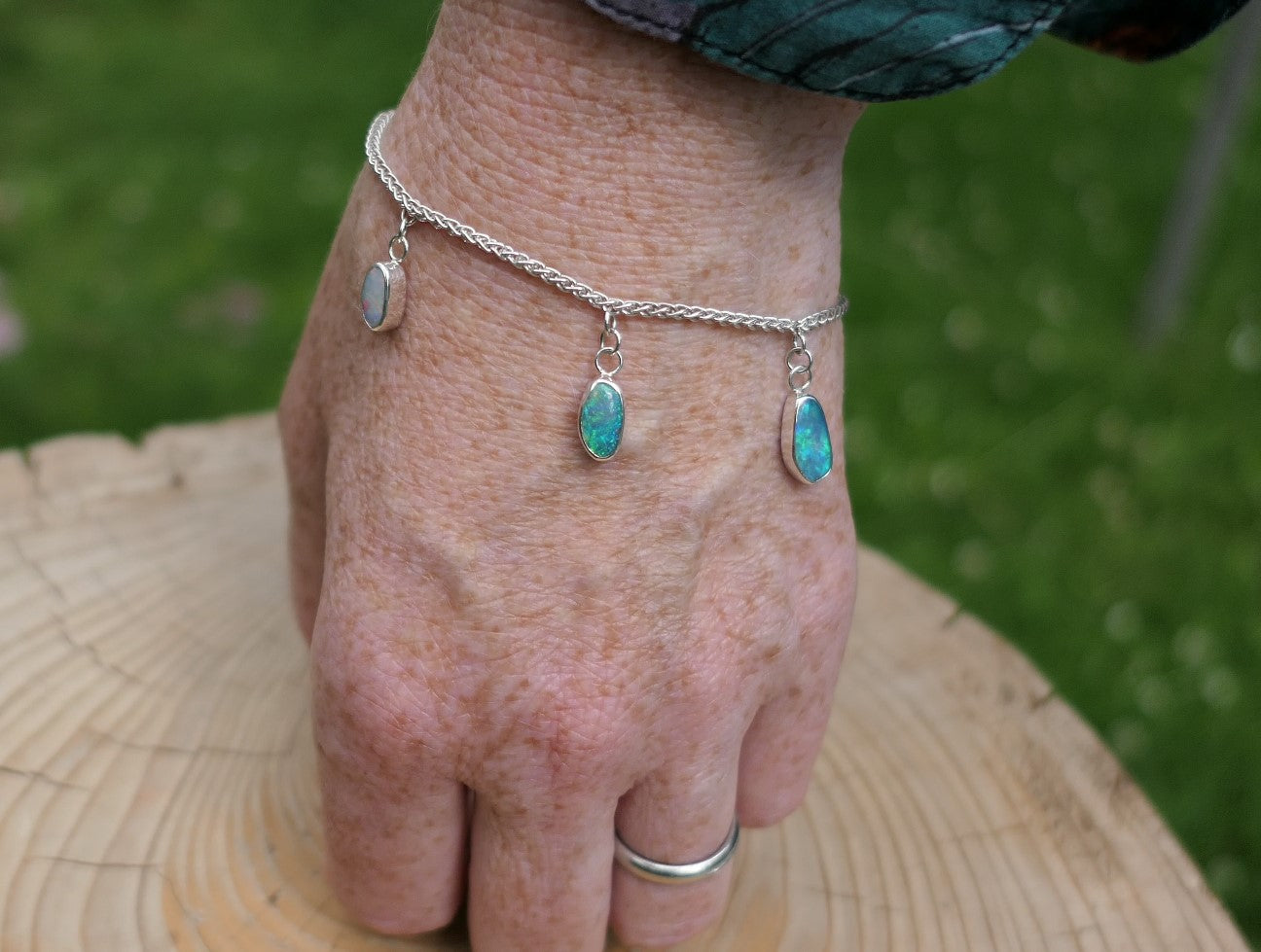 Silver opal bracelet