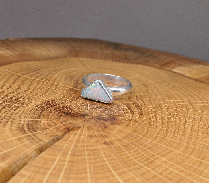 Silver Opal ring size N - 6.75US