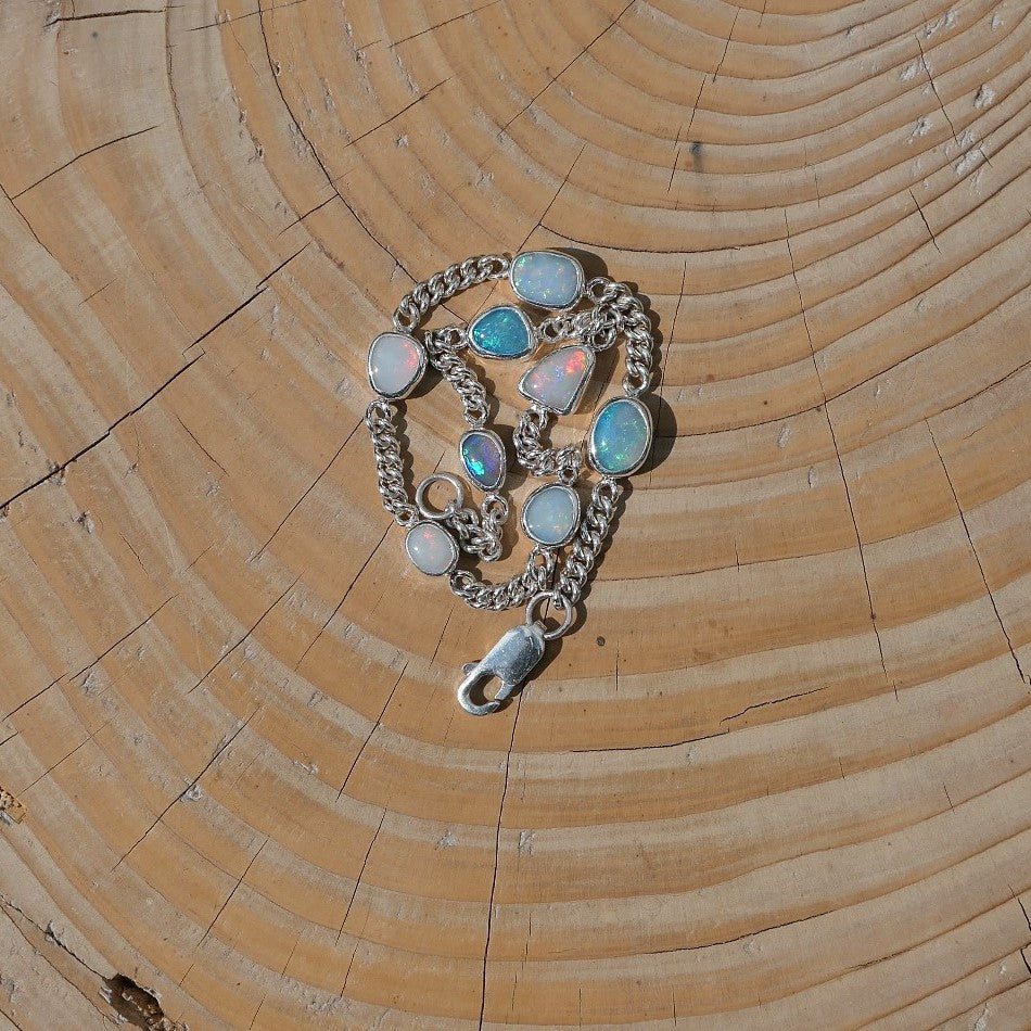 Silver opal bracelet