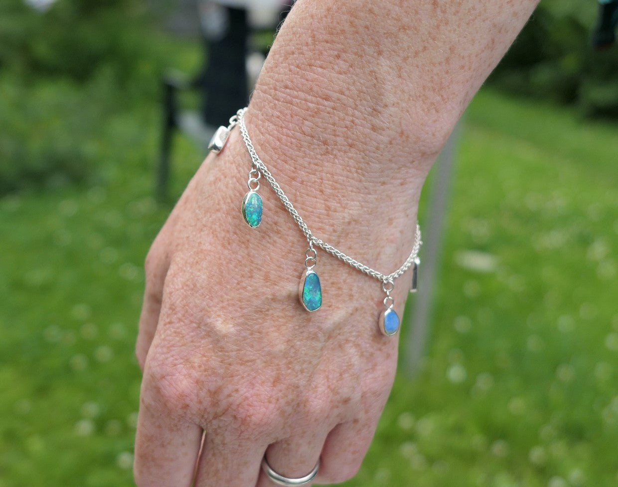 Silver opal bracelet