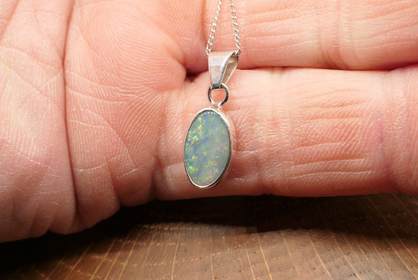 Silver Mintubi opal pendant