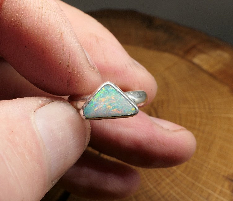 Silver Opal ring size N - 6.75US