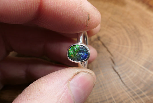 Silver Opal ring size N-1/2 - 7US