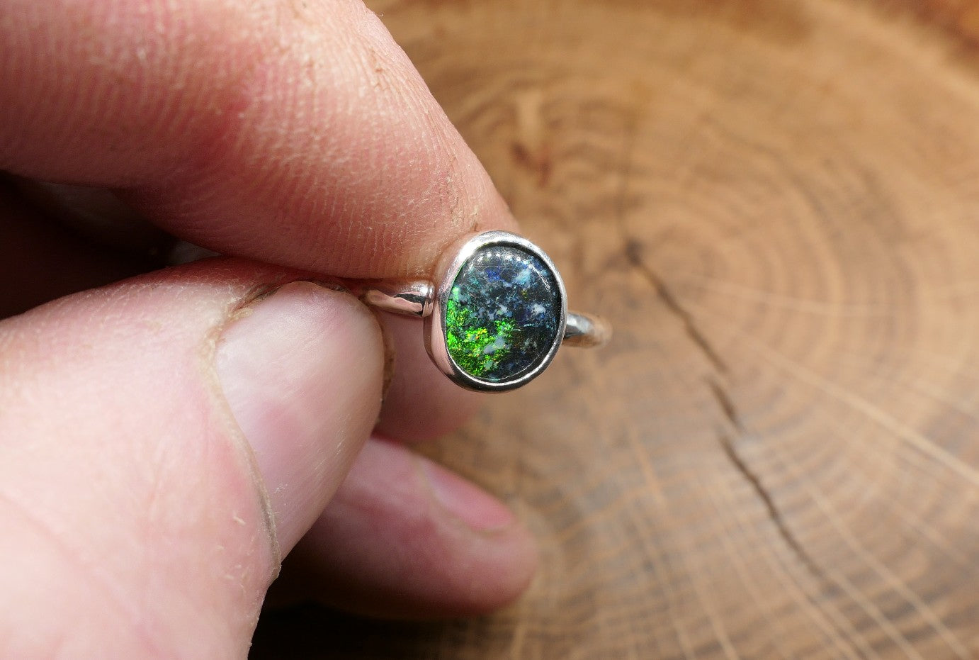 Silver Opal ring size N-1/2 - 7US