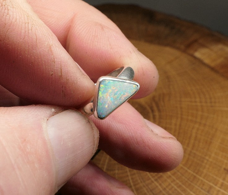 Silver Opal ring size N - 6.75US