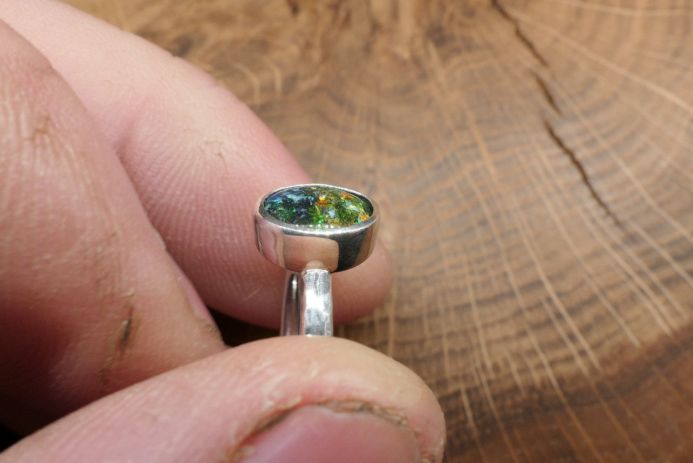 Silver Opal ring size N-1/2 - 7US