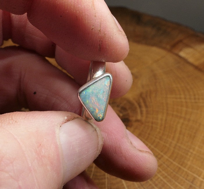 Silver Opal ring size N - 6.75US