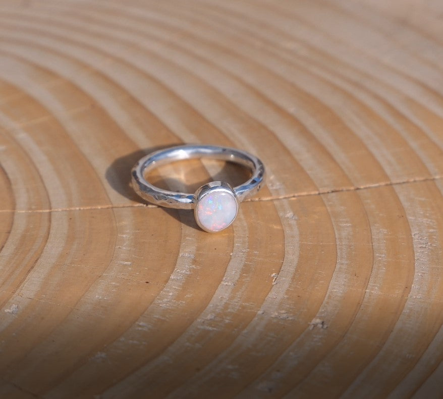 Silver opal ring, size N/6.75