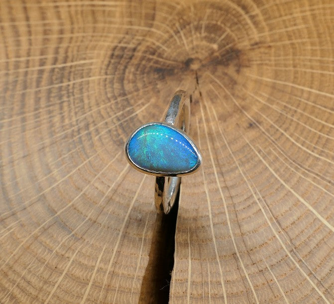 Silver Opal ring size R - 8.75US