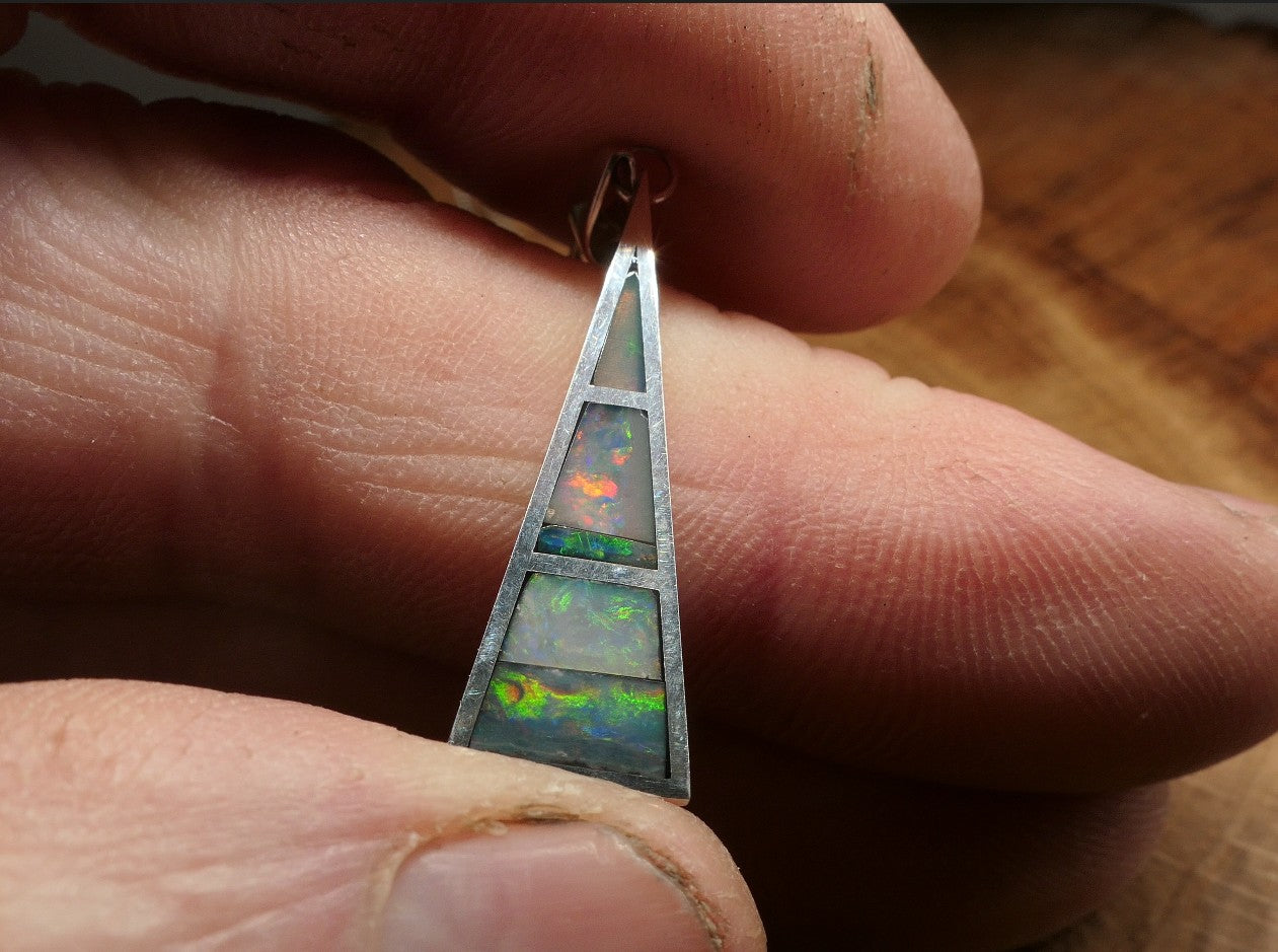 Silver opal inlay pendant