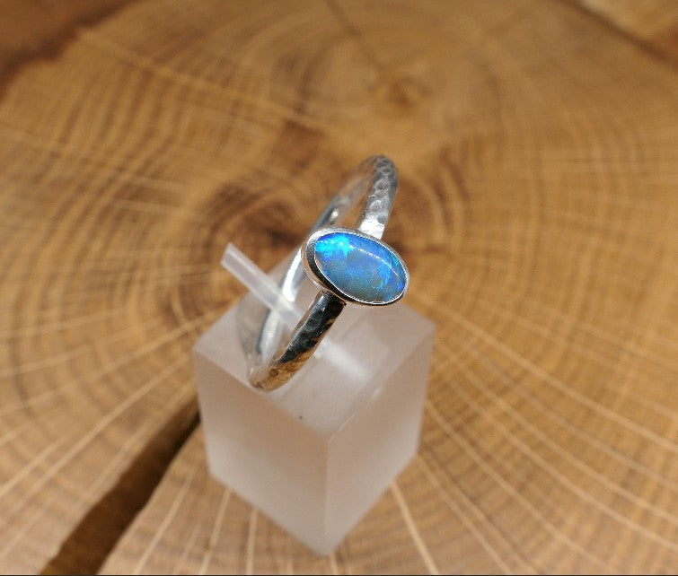 Silver Opal ring size R - 8.75US