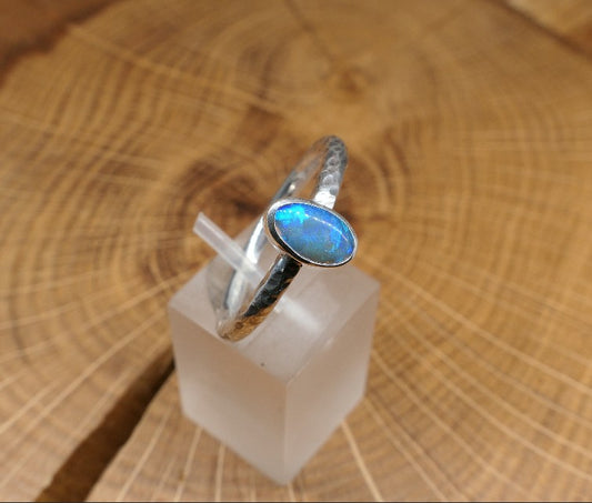 Silver Opal ring size R - 8.75US