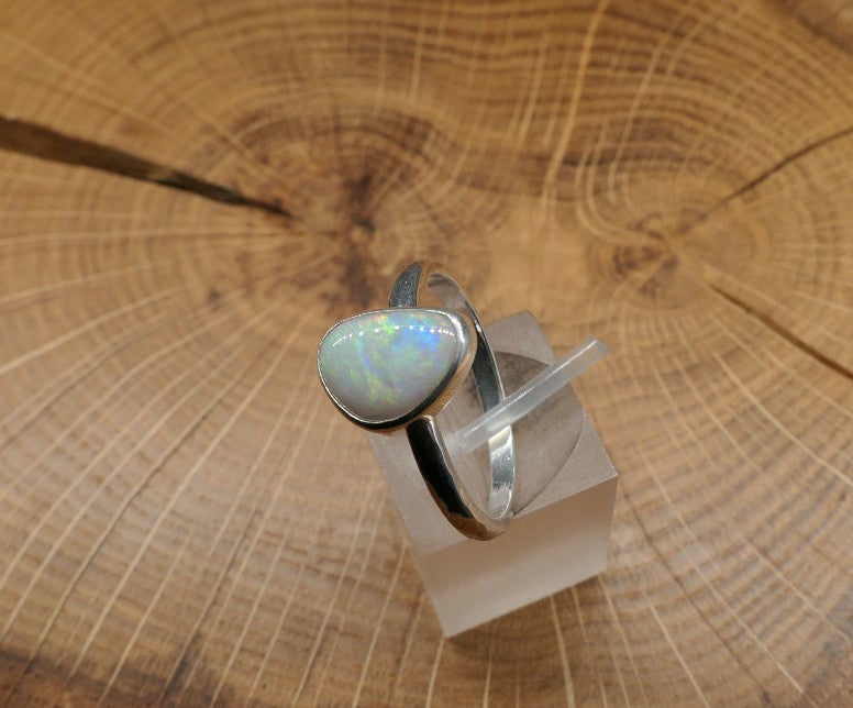 Silver Opal ring size Q - 8.25US
