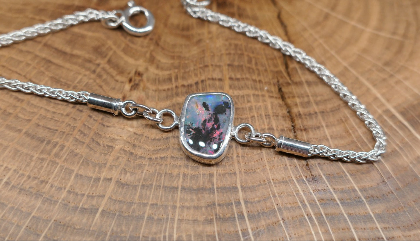 Silver opal bracelet,