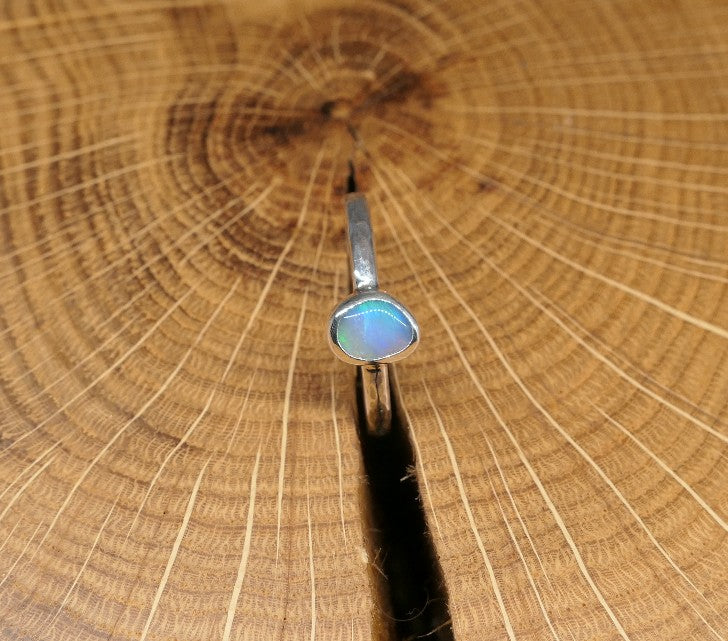 Silver Opal ring size O-1/2 / US 7.5