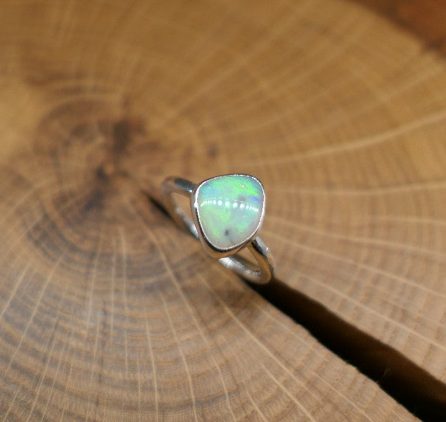 Silver Opal ring size P - 7.75US