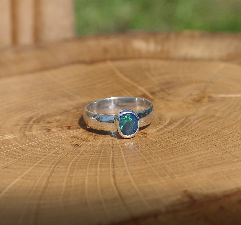 Silver opal ring size P/7.25