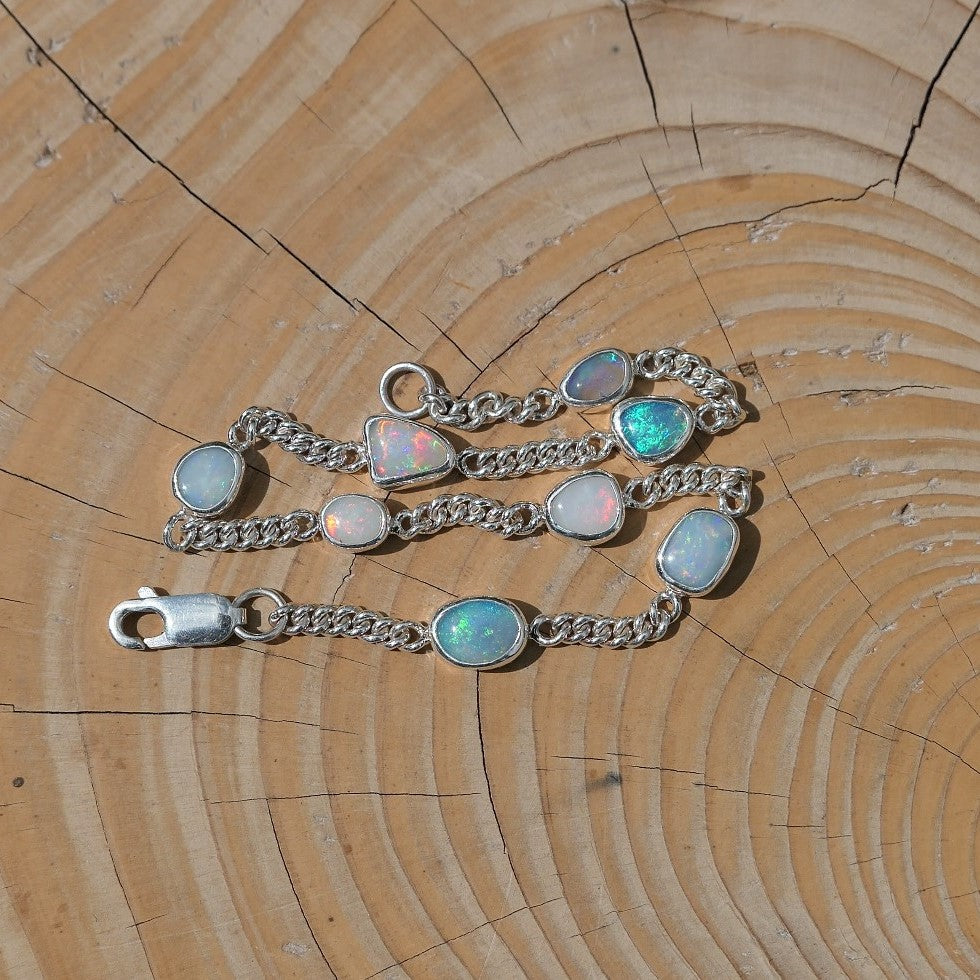 Silver opal bracelet