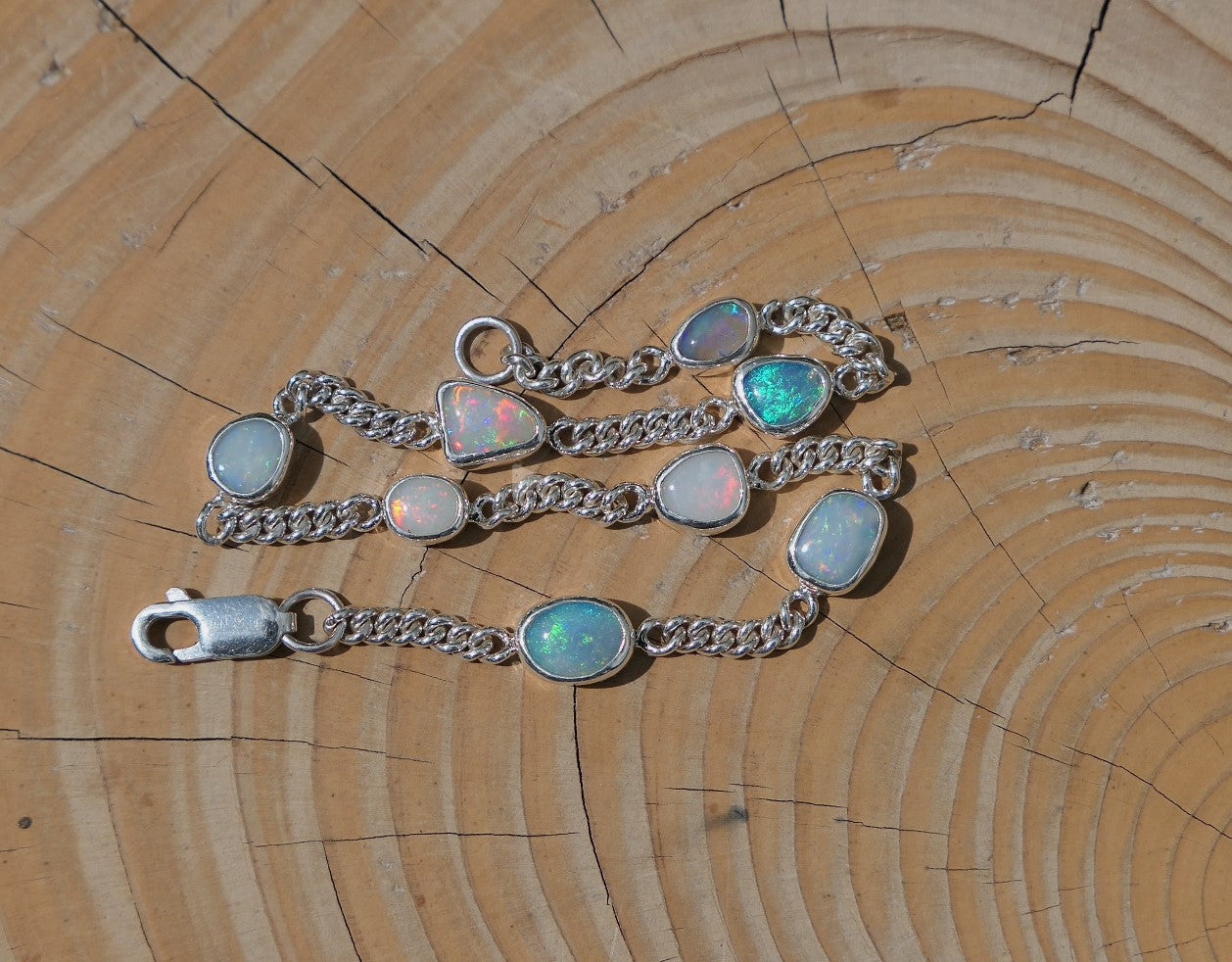 Silver opal bracelet