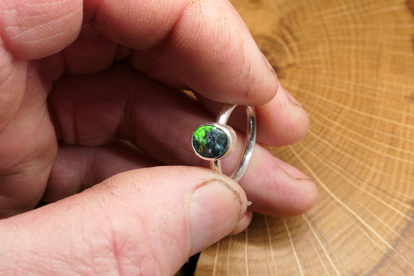 Silver Opal ring size N-1/2 - 7US