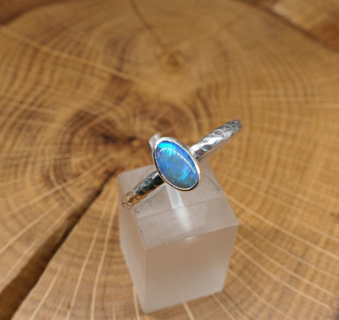 Silver Opal ring size R - 8.75US
