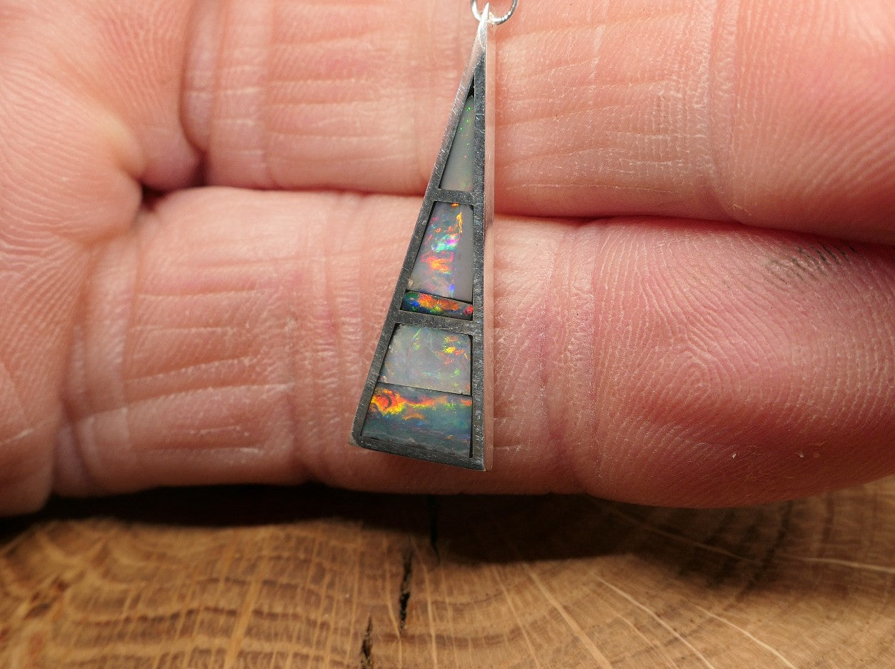 Silver opal inlay pendant