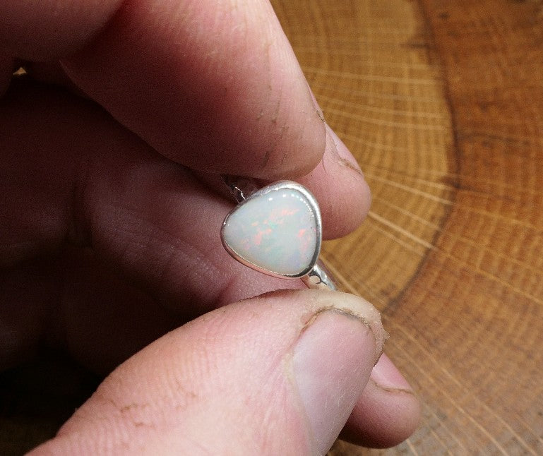 Silver Opal ring size O/7.25