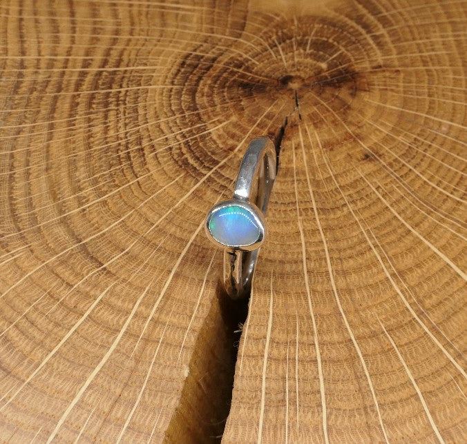 Silver Opal ring size O-1/2 / US 7.5