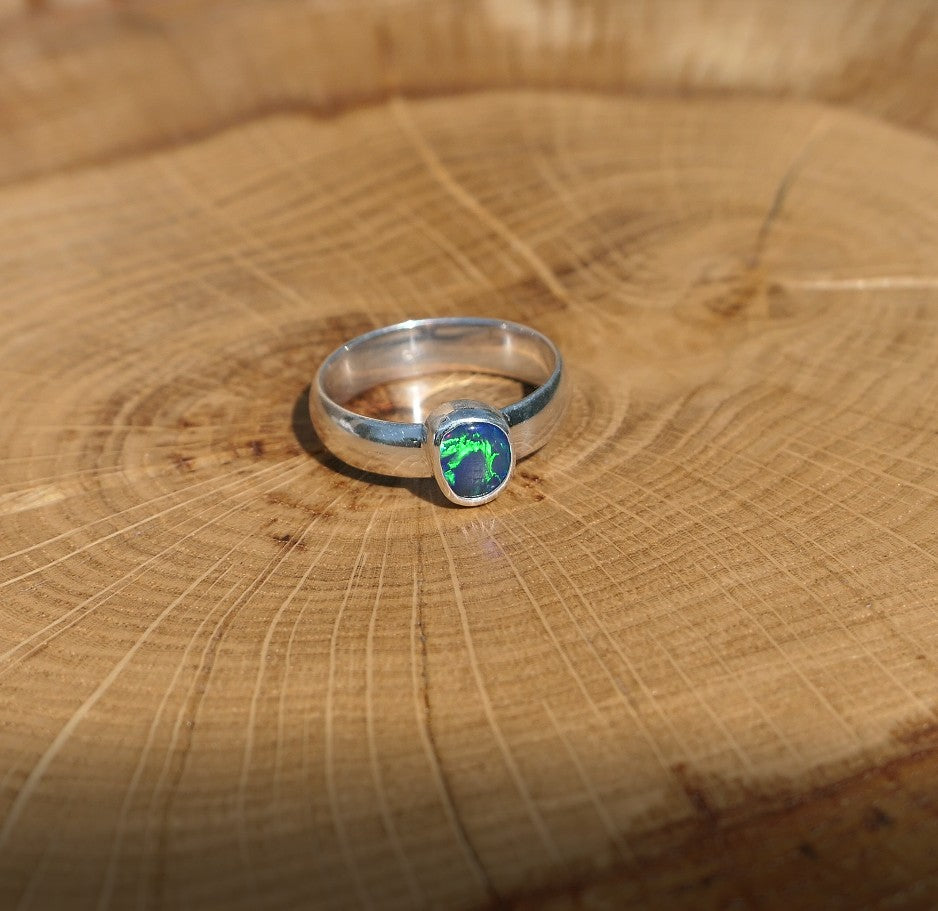 Silver opal ring size P/7.25