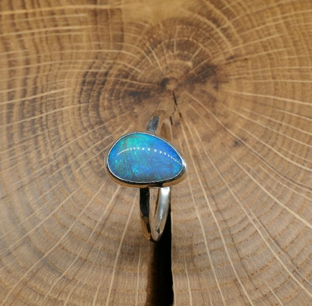 Silver Opal ring size R - 8.75US