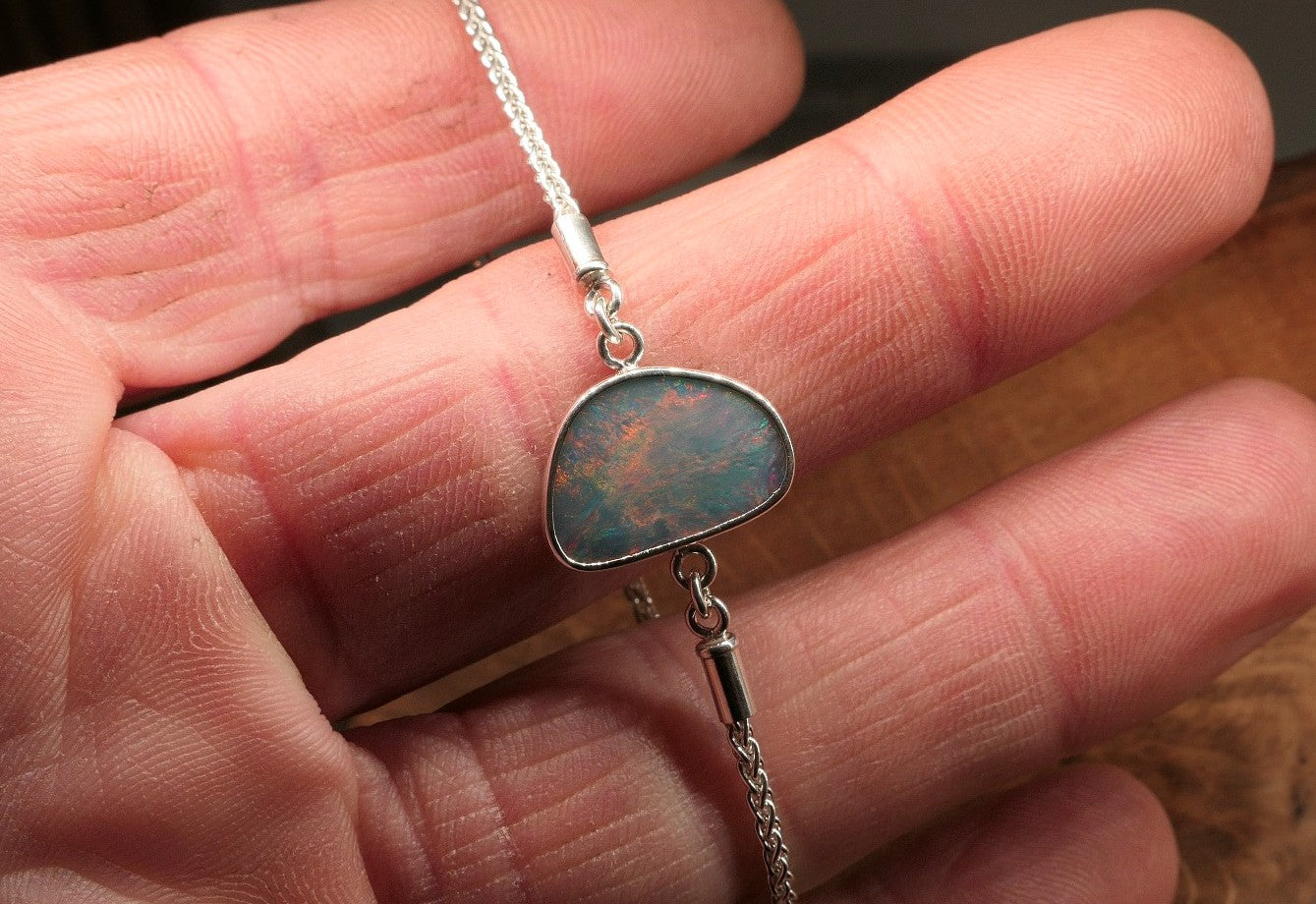 Silver opal bracelet