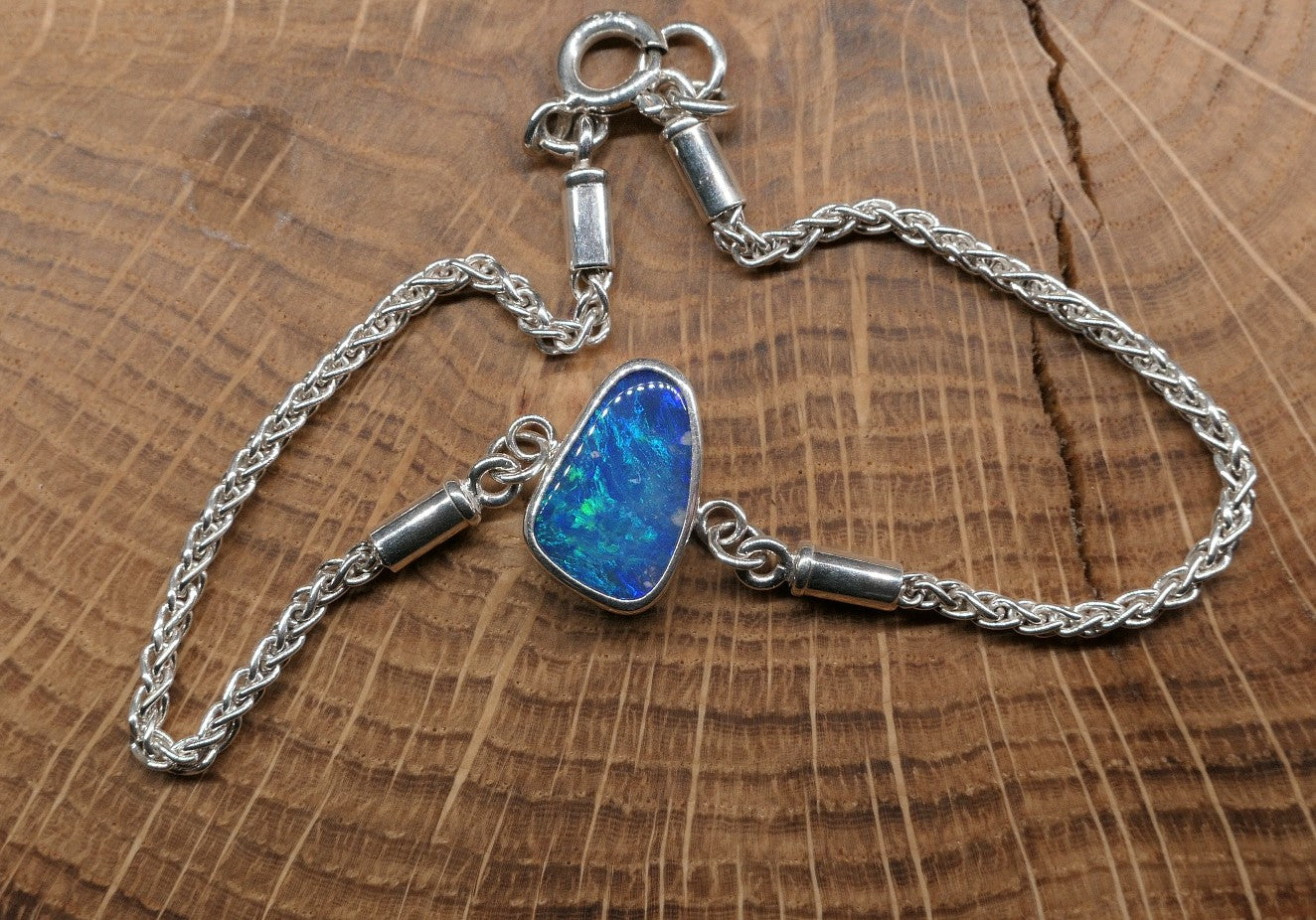 Silver opal bracelet
