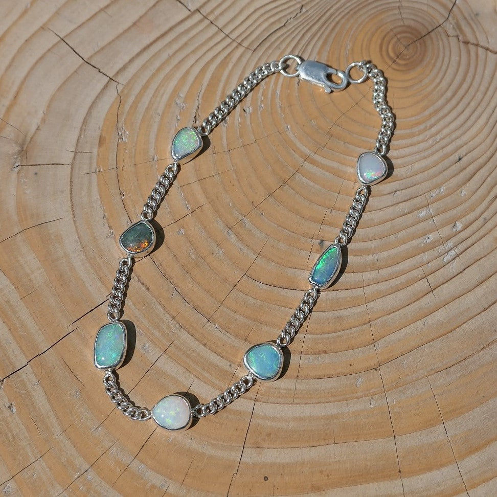 Silver opal bracelet