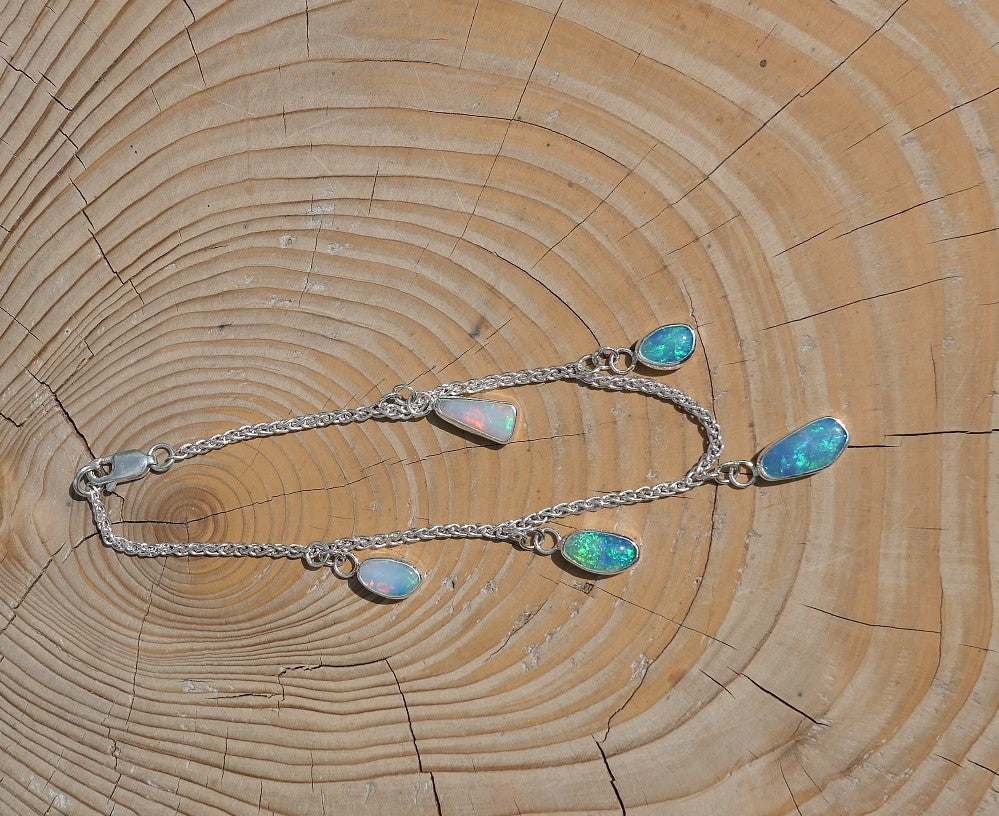 Silver opal bracelet