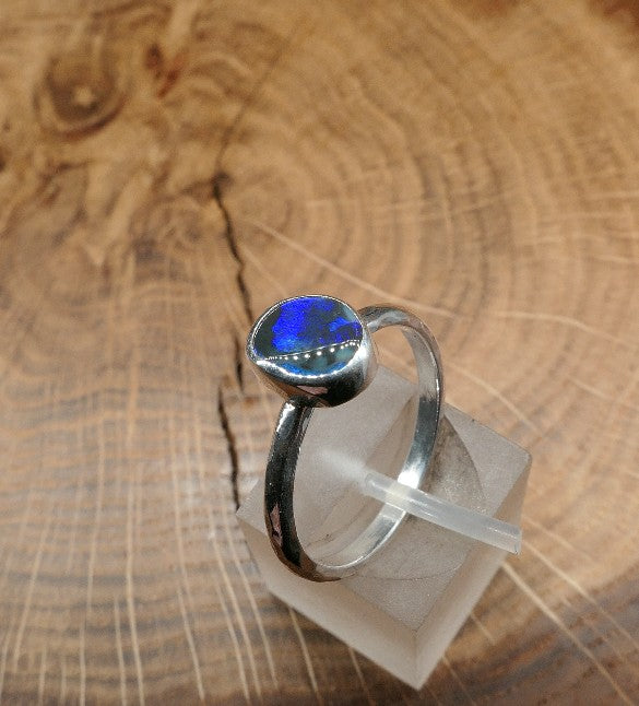 Silver Opal ring size P-1/2 / US 8