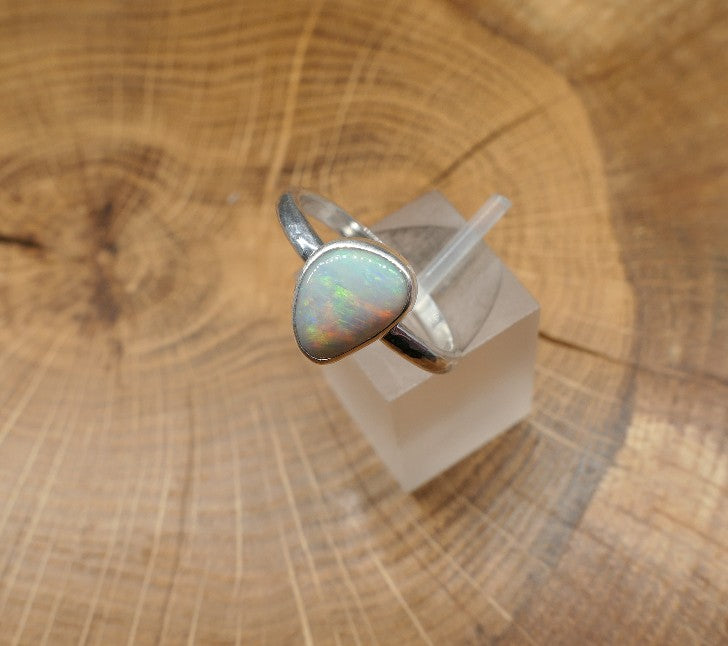 Silver Opal ring size Q - 8.25US