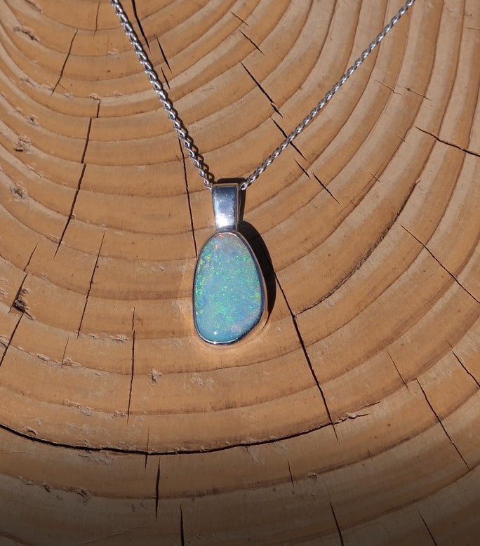 Silver opal pendant