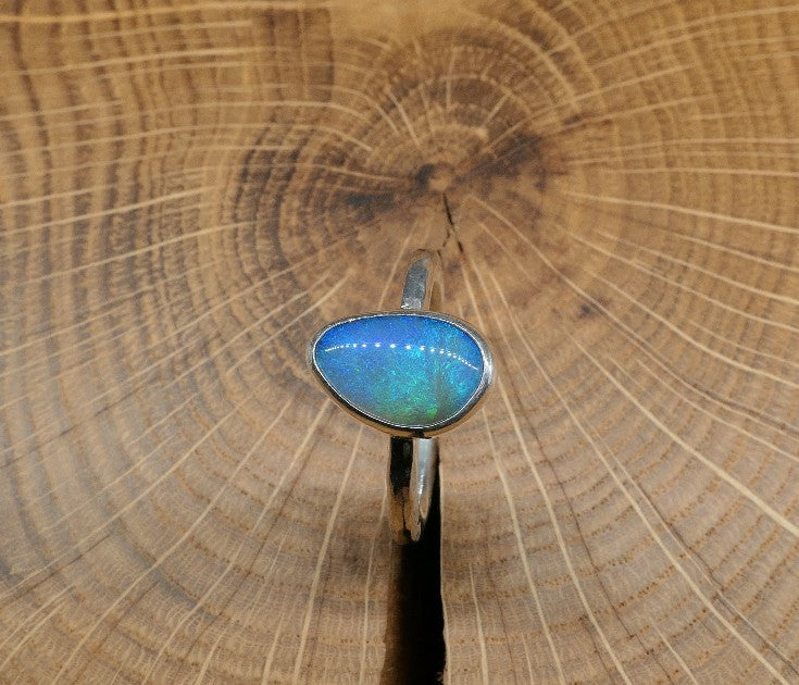 Silver Opal ring size R - 8.75US
