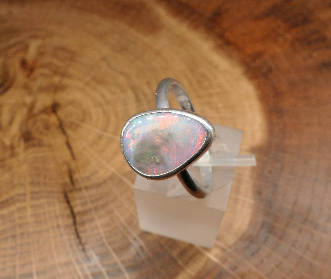 Silver Opal ring size P-1/2 / US8