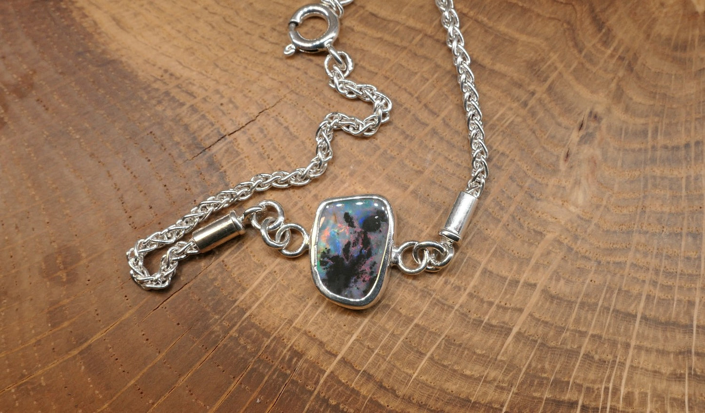 Silver opal bracelet,