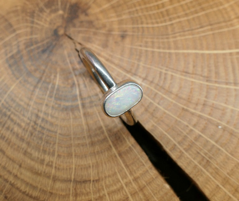 Silver Opal ring size Q / US 8.25