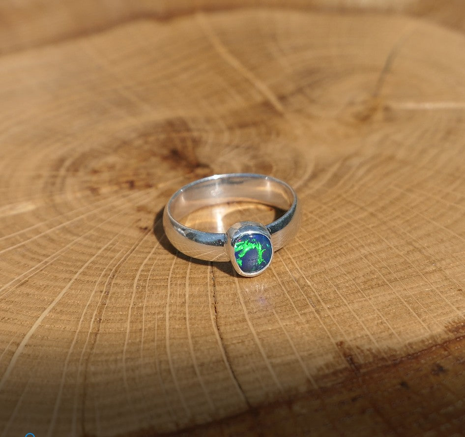 Silver opal ring size P/7.25